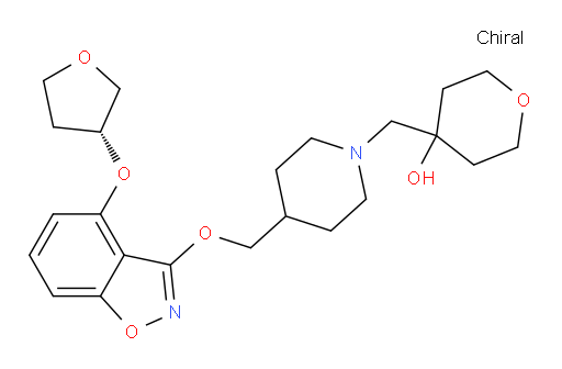 Tetrahydro-4-[[4-[[[4-[[(3R)-tetrahydro-3-furanyl]oxy]-1,2-benzisoxazol-3-yl]oxy]methyl]-1-piperidinyl]methyl]-2H-pyran-4-ol (ACI)