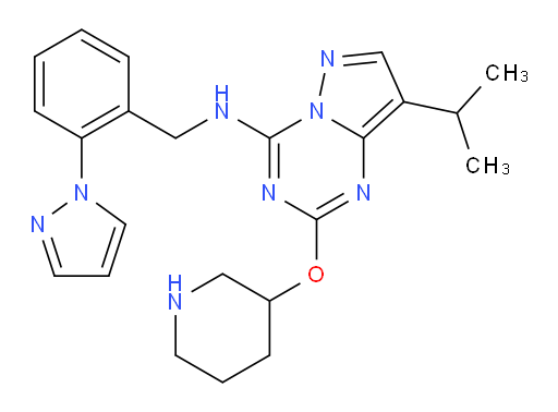 8-(1-Methylethyl)-2-(3-piperidinyloxy)-N-[[2-(1H-pyrazol-1-yl)phenyl]methyl]pyrazolo[1,5-a]-1,3,5-triazin-4-amine (ACI)