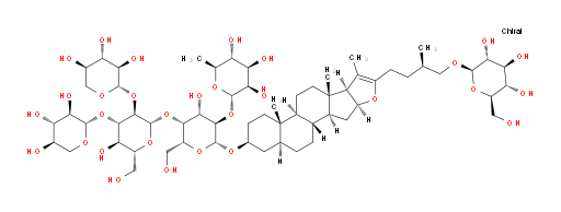 (3β,5α,25R)-26-(β-D-Glucopyranosyloxy)furost-20(22)-en-3-yl O-β-D-xylopyranosyl-(1→2)-O-[β-D-xylopyranosyl-(1→3)]-O-β-D-glucopyranosyl-(1→4)-O-[6-deoxy-α-L-mannopyranosyl-(1→2)]-β-D-glucopyranoside (ACI)