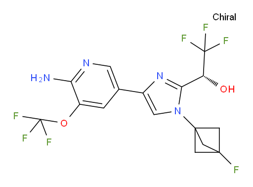 (αR)-4-[6-Amino-5-(trifluoromethoxy)-3-pyridinyl]-1-(3-fluorobicyclo[1.1.1]pent-1-yl)-α-(trifluoromethyl)-1H-imidazole-2-methanol (ACI)