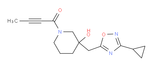 1-{3-[(3-cyclopropyl-1,2,4-oxadiazol-5-yl)methyl]-3-hydroxypiperidin-1-yl}but-2-yn-1-one