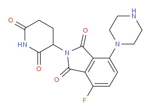 2-(2,6-dioxopiperidin-3-yl)-4-fluoro-7-(piperazin-1-yl)-2,3-dihydro-1H-isoindole-1,3-dione