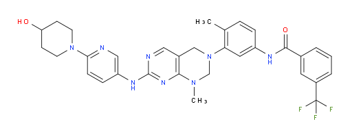 N-[3-(7-{[6-(4-hydroxypiperidin-1-yl)pyridin-3-yl]amino}-1-methyl-1H,2H,3H,4H-[1,3]diazino[4,5-d]pyrimidin-3-yl)-4-methylphenyl]-3-(trifluoromethyl)benzamide