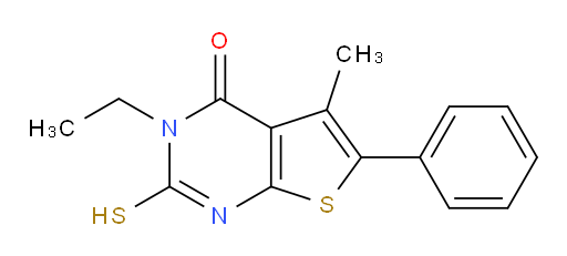 3-ethyl-5-methyl-6-phenyl-2-sulfanyl-3H,4H-thieno[2,3-d]pyrimidin-4-one
