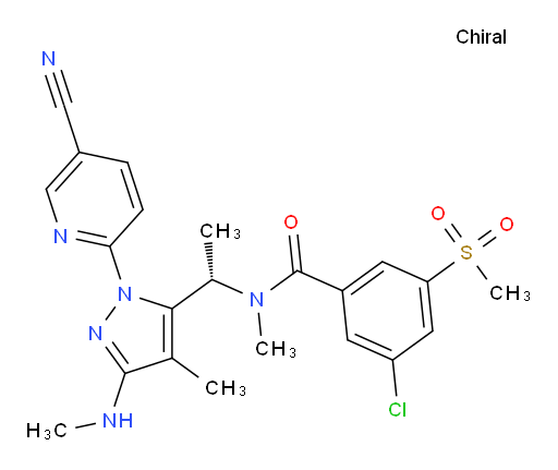 (S)-3-chloro-N-(1-(1-(5-cyanopyridin-2-yl)-4-methyl-3-(methylamino)-1H-pyrazol-5-yl)ethyl)-N-methyl-5-(methylsulfonyl)benzamide
