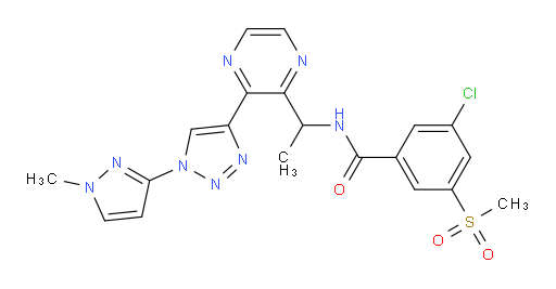 3-chloro-N-(1-(3-(1-(1-methyl-1H-pyrazol-3-yl)-1H-1,2,3-triazol-4-yl)pyrazin-2-yl)ethyl)-5-(methylsulfonyl)benzamide