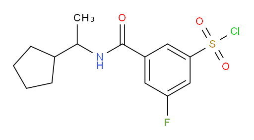3-((1-cyclopentylethyl)carbamoyl)-5-fluorobenzene-1-sulfonyl chloride