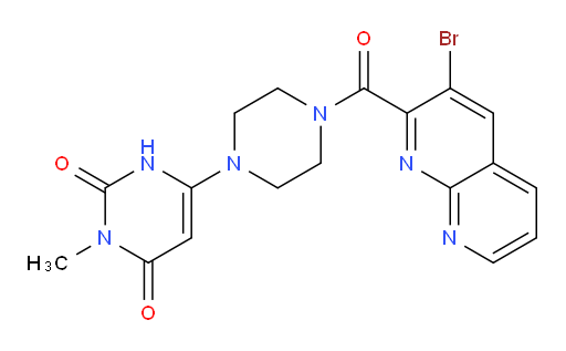 6-(4-(3-bromo-1,8-naphthyridine-2-carbonyl)piperazin-1-yl)-3-methylpyrimidine-2,4(1H,3H)-dione