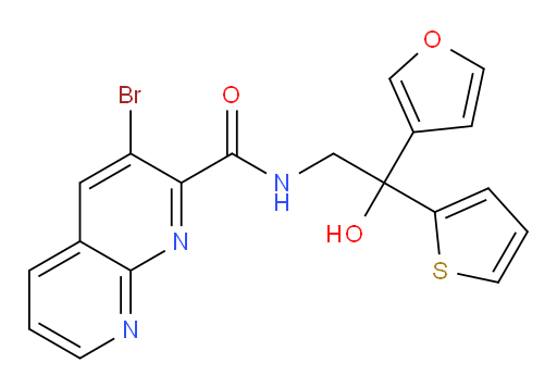 3-bromo-N-(2-(furan-3-yl)-2-hydroxy-2-(thiophen-2-yl)ethyl)-1,8-naphthyridine-2-carboxamide
