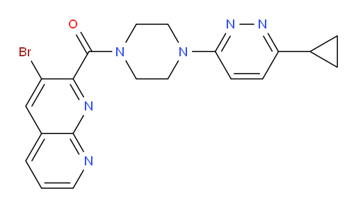 (3-bromo-1,8-naphthyridin-2-yl)(4-(6-cyclopropylpyridazin-3-yl)piperazin-1-yl)methanone
