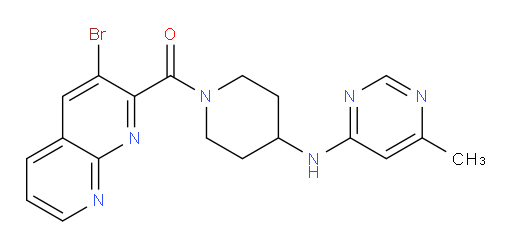 (3-bromo-1,8-naphthyridin-2-yl)(4-((6-methylpyrimidin-4-yl)amino)piperidin-1-yl)methanone