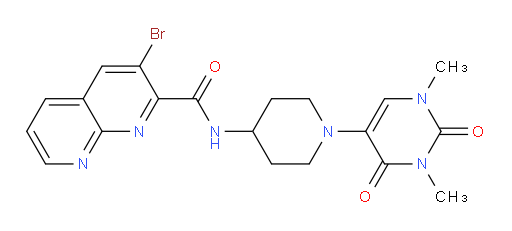 3-bromo-N-(1-(1,3-dimethyl-2,4-dioxo-1,2,3,4-tetrahydropyrimidin-5-yl)piperidin-4-yl)-1,8-naphthyridine-2-carboxamide