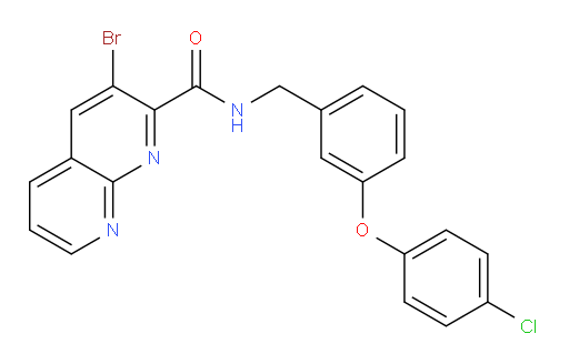 3-bromo-N-(3-(4-chlorophenoxy)benzyl)-1,8-naphthyridine-2-carboxamide