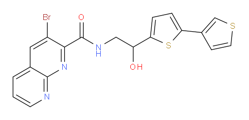N-(2-([2,3'-bithiophen]-5-yl)-2-hydroxyethyl)-3-bromo-1,8-naphthyridine-2-carboxamide