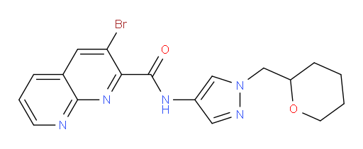 3-bromo-N-(1-((tetrahydro-2H-pyran-2-yl)methyl)-1H-pyrazol-4-yl)-1,8-naphthyridine-2-carboxamide