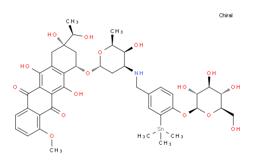 (8S,10S)-6,8,11-trihydroxy-10-(((2R,4S,5S,6S)-5-hydroxy-6-methyl-4-((4-(((2S,3R,4S,5S,6R)-3,4,5-trihydroxy-6-(hydroxymethyl)tetrahydro-2H-pyran-2-yl)oxy)-3-(trimethylstannyl)benzyl)amino)tetrahydro-2H-pyran-2-yl)oxy)-8-((R)-1-hydroxyethyl)-1-methoxy-7,8,9,10-tetrahydrotetracene-5,12-dione