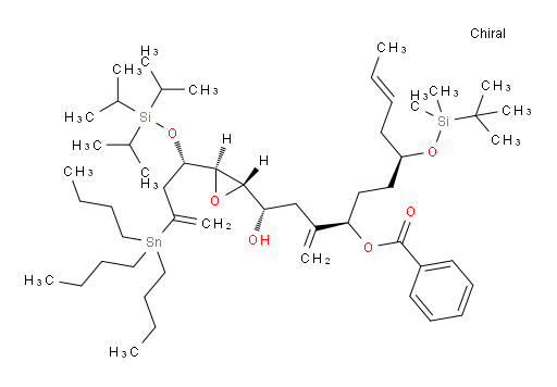 (1S,4R,7S,E)-7-((tert-butyldimethylsilyl)oxy)-1-hydroxy-3-methylene-1-((2S,3R)-3-((S)-3-(tributylstannyl)-1-((triisopropylsilyl)oxy)but-3-en-1-yl)oxiran-2-yl)undec-9-en-4-yl benzoate