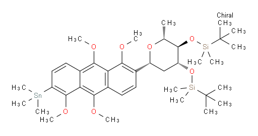 (((2R,3R,4R,6R)-2-methyl-6-(1,5,9,10-tetramethoxy-6-(trimethylstannyl)anthracen-2-yl)tetrahydro-2H-pyran-3,4-diyl)bis(oxy))bis(tert-butyldimethylsilane)