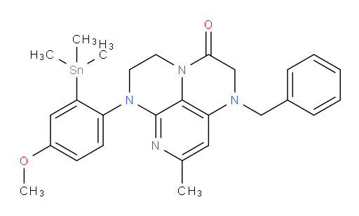 1-benzyl-6-(4-methoxy-2-(trimethylstannyl)phenyl)-8-methyl-1,2,5,6-tetrahydro-1,3a,6,7-tetraazaphenalen-3(4H)-one