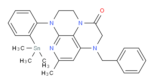 1-benzyl-8-methyl-6-(2-(trimethylstannyl)phenyl)-1,2,5,6-tetrahydro-1,3a,6,7-tetraazaphenalen-3(4H)-one