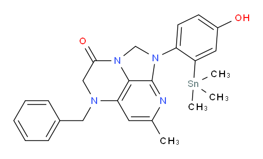 5-benzyl-1-(4-hydroxy-2-(trimethylstannyl)phenyl)-7-methyl-4,5-dihydro-1H-1,2a,5,8-tetraazaacenaphthylen-3(2H)-one