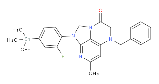 5-benzyl-1-(2-fluoro-4-(trimethylstannyl)phenyl)-7-methyl-4,5-dihydro-1H-1,2a,5,8-tetraazaacenaphthylen-3(2H)-one