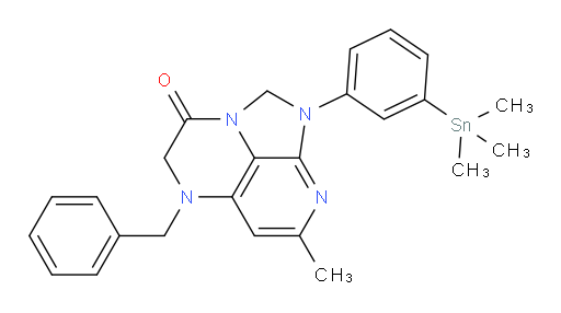 5-benzyl-7-methyl-1-(3-(trimethylstannyl)phenyl)-4,5-dihydro-1H-1,2a,5,8-tetraazaacenaphthylen-3(2H)-one