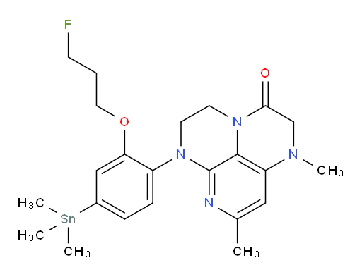6-(2-(3-fluoropropoxy)-4-(trimethylstannyl)phenyl)-1,8-dimethyl-1,2,5,6-tetrahydro-1,3a,6,7-tetraazaphenalen-3(4H)-one