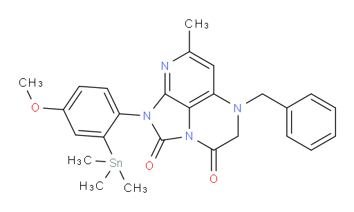 5-benzyl-1-(4-methoxy-2-(trimethylstannyl)phenyl)-7-methyl-4,5-dihydro-1H-1,2a,5,8-tetraazaacenaphthylene-2,3-dione