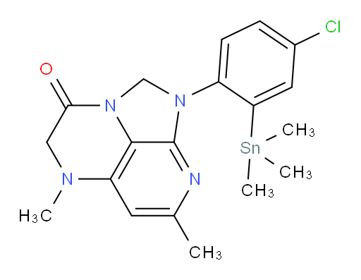 1-(4-chloro-2-(trimethylstannyl)phenyl)-5,7-dimethyl-4,5-dihydro-1H-1,2a,5,8-tetraazaacenaphthylen-3(2H)-one