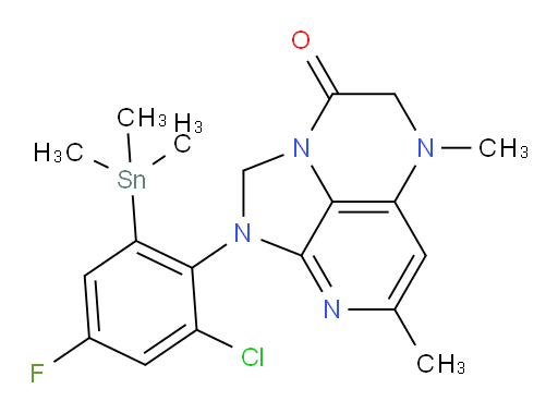 1-(2-chloro-4-fluoro-6-(trimethylstannyl)phenyl)-5,7-dimethyl-4,5-dihydro-1H-1,2a,5,8-tetraazaacenaphthylen-3(2H)-one