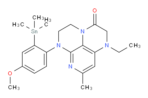 1-ethyl-6-(4-methoxy-2-(trimethylstannyl)phenyl)-8-methyl-1,2,5,6-tetrahydro-1,3a,6,7-tetraazaphenalen-3(4H)-one