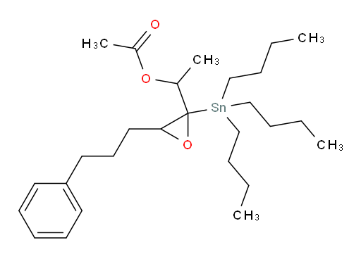 1-(3-(3-phenylpropyl)-2-(tributylstannyl)oxiran-2-yl)ethyl acetate