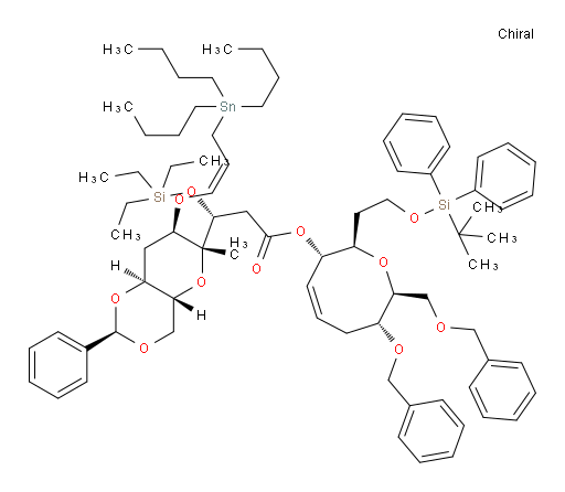 (R)-(2R,3S,7R,8S,Z)-7-(benzyloxy)-8-((benzyloxy)methyl)-2-(2-((tert-butyldiphenylsilyl)oxy)ethyl)-3,6,7,8-tetrahydro-2H-oxocin-3-yl 3-((2R,4aR,6R,7R,8aS)-6-methyl-2-phenyl-7-(((Z)-3-(tributylstannyl)prop-1-en-1-yl)oxy)hexahydropyrano[3,2-d][1,3]dioxin-6-yl)-3-((triethylsilyl)oxy)propanoate