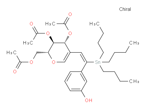 (2R,3S,4R)-2-(acetoxymethyl)-5-((E)-2-(3-hydroxyphenyl)-2-(tributylstannyl)vinyl)-3,4-dihydro-2H-pyran-3,4-diyl diacetate