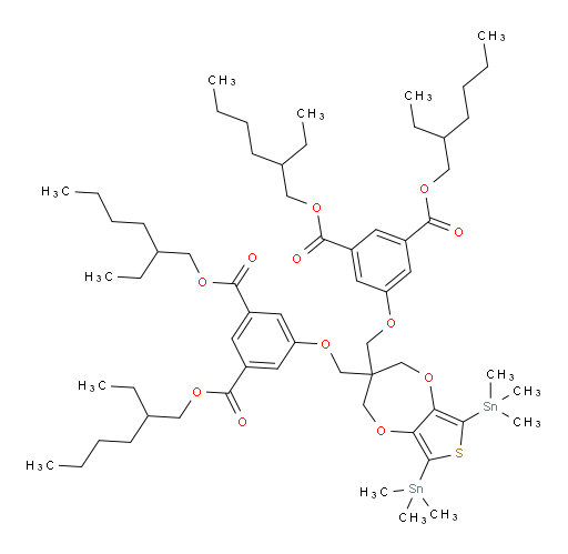 tetrakis(2-ethylhexyl) 5,5'-(((6,8-bis(trimethylstannyl)-3,4-dihydro-2H-thieno[3,4-b][1,4]dioxepine-3,3-diyl)bis(methylene))bis(oxy))diisophthalate