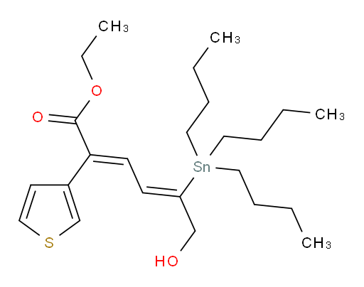 (2E,4Z)-乙基 6-羟基-2-(噻吩-3-基)-5-(三丁基锡基)六-2,4-二烯酸酯