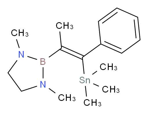 (E)-1,3-二甲基-2-(1-苯基-1-(三甲基锡基)丙-1-烯-2-基)-1,3,2-二氮杂boroli二ne