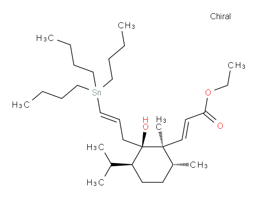 (E)-乙基 3-((1R,2R,3S,6R)-2-羟基-3-异丙基-1,6-二甲基-2-((E)-3-(三丁基锡基)烯丙基)环己基)丙烯酸酯