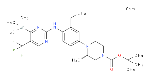 (S)-tert-butyl 4-(3-ethyl-4-((5-(trifluoromethyl)-4-(trimethylstannyl)pyrimidin-2-yl)amino)phenyl)-3-methylpiperazine-1-carboxylate