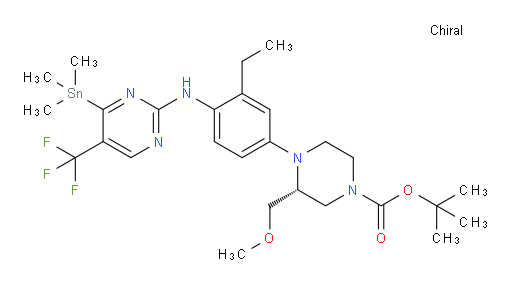 (R)-tert-butyl 4-(3-ethyl-4-((5-(trifluoromethyl)-4-(trimethylstannyl)pyrimidin-2-yl)amino)phenyl)-3-(methoxymethyl)piperazine-1-carboxylate