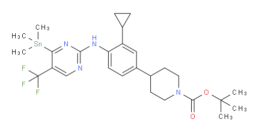 tert-butyl 4-(3-cyclopropyl-4-((5-(trifluoromethyl)-4-(trimethylstannyl)pyrimidin-2-yl)amino)phenyl)piperidine-1-carboxylate