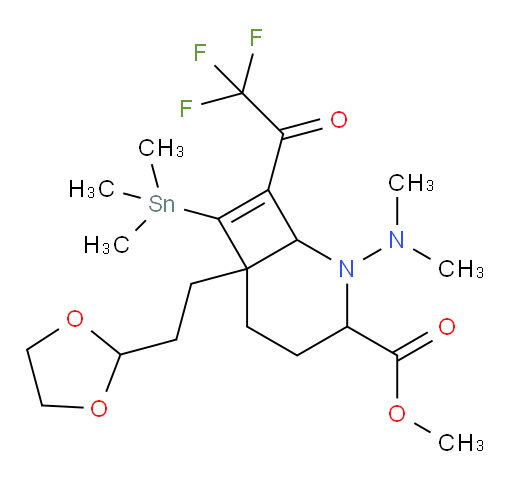 甲基 6-(2-(1,3-二氧杂环戊烷-2-基)乙基)-2-(二甲胺基)-8-(2,2,2-三氟乙酰基)-7-(三甲基锡基)-2-氮杂双环[4.2.0]辛-7-烯-3-甲酸酯