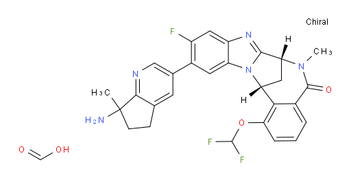 (7R,14R)-11-(7-amino-6,7-dihydro-7-methyl-5H-cyclopenta[b]pyridin-3-yl)-1-(difluoromethoxy)-10-fluoro-6,7-dihydro-6-methyl-7,14-methanobenzimidazo[1,2-b][2,5]benzodiazocin-5(14H)--one formate