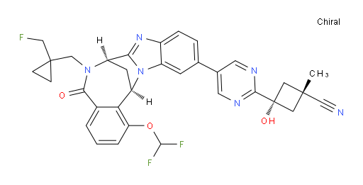 (1S,3s)-3-(5-((7R,14R)-1-(difluoromethoxy)-6-((1-(fluoromethyl)cyclopropyl)methyl)-5-oxo-5,6,7,14-tetrahydro-7,14-methanobenzo[f]benzo[4,5]imidazo[1,2-a][1,4]diazocin-11-yl)pyrimidin-2-yl)-3-hydroxy-1-methylcyclobutanecarbonitrile