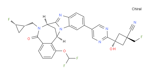 (1R,3r)-3-(5-((7R,14R)-1-(difluoromethoxy)-6-(((1S,2S)-2-fluorocyclopropyl)methyl)-5-oxo-5,6,7,14-tetrahydro-7,14-methanobenzo[f]benzo[4,5]imidazo[1,2-a][1,4]diazocin-11-yl)pyrimidin-2-yl)-1-(fluoromethyl)-3-hydroxycyclobutanecarbonitrile