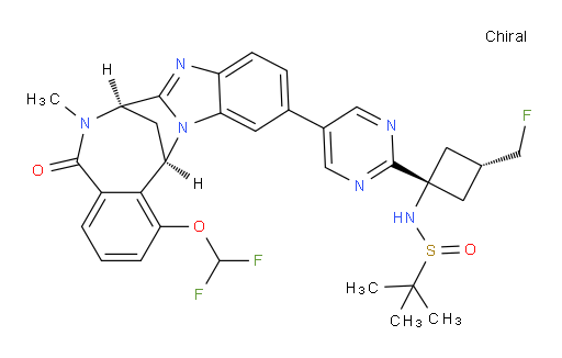 N-((1s,3S)-1-(5-((7R,14R)-1-(difluoromethoxy)-6-methyl-5-oxo-5,6,7,14-tetrahydro-7,14-methanobenzo[f]benzo[4,5]imidazo[1,2-a][1,4]diazocin-11-yl)pyrimidin-2-yl)-3-(fluoromethyl)cyclobutyl)-2-methylpropane-2-sulfinamide