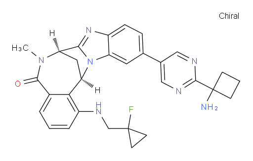 (7R,14R)-11-[2-(1-aminocyclobutyl)-pyrimidin-5-yl]-1-[[(1-fluoro-cyclopropyl)methyl]amino]-6,7-dihydro-6-methyl-7,14-Methanobenzimidazo[1,2-b][2,5]benzodiazocin-5(14H)--one