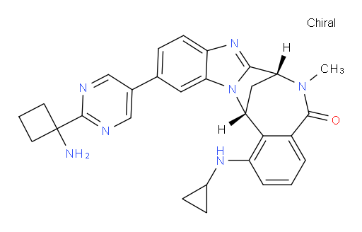 (7R,14R)-11-[2-(1-aminocyclobutyl)-pyrimidin-5-yl]-1-(cyclopropylamino)-6,7-dihydro-6-methyl-7,14-Methanobenzimidazo[1,2-b][2,5]benzodiazocin-5(14H)--one