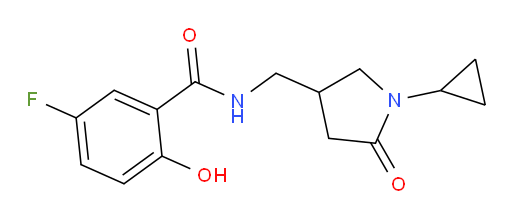N-((1-cyclopropyl-5-oxopyrrolidin-3-yl)methyl)-5-fluoro-2-hydroxybenzamide
